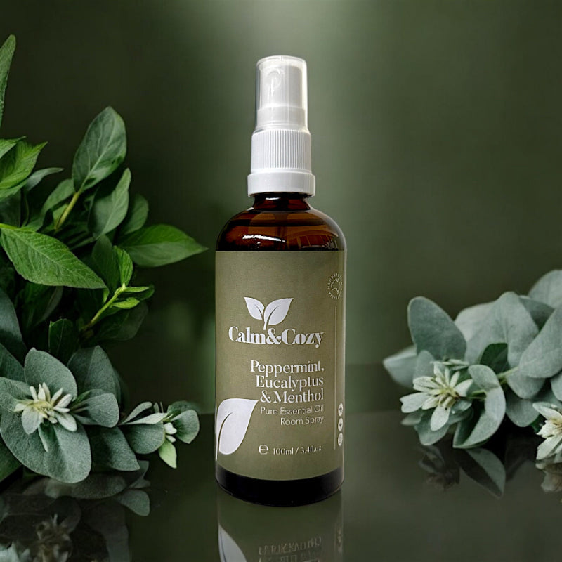 Calm &amp; Cozy Room Spray Essential Oil Eucalyptus, Peppermint &amp; Menthol