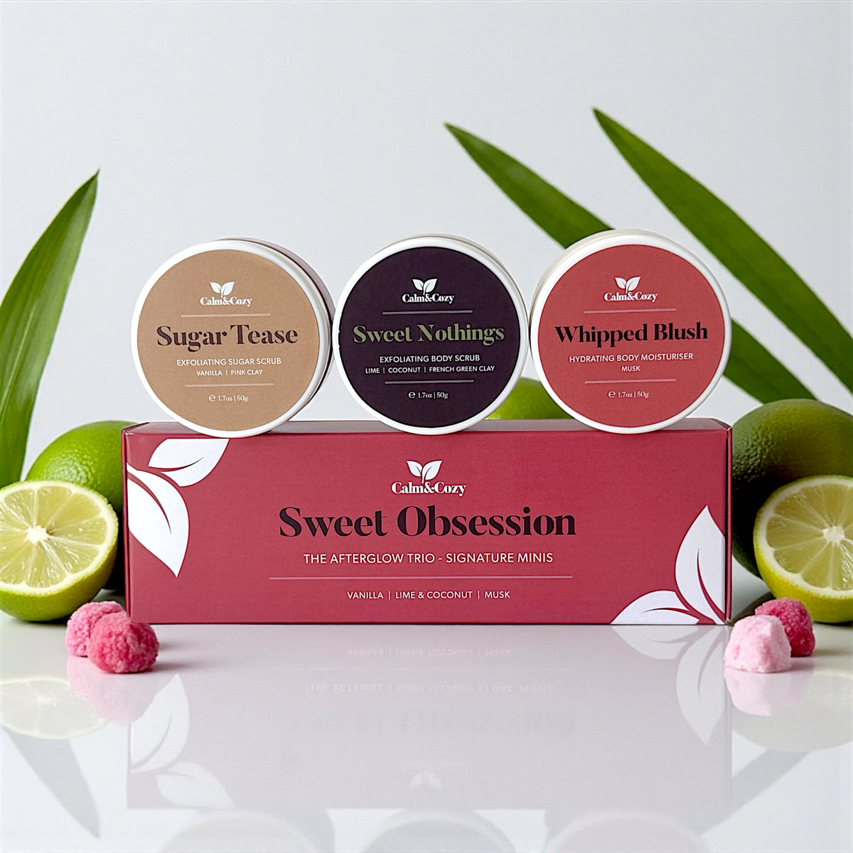 Sweet Obsession | Exfoliating Scrubs & Moisturiser Travel Set | Afterglow Collection