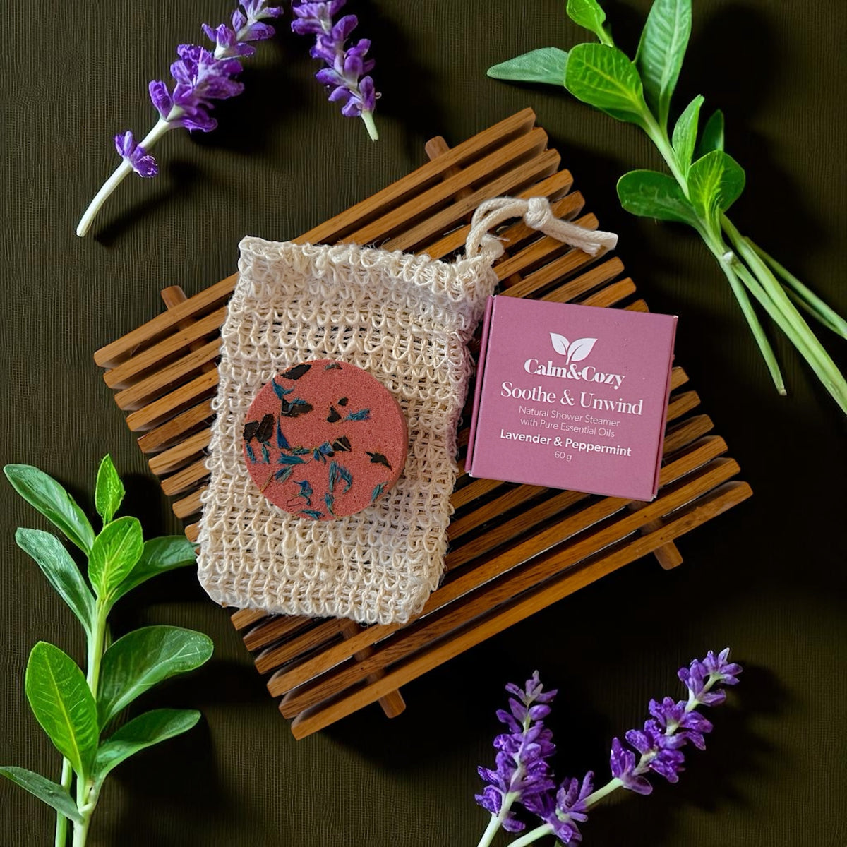 Lavender &amp; Peppermint Shower Steamer | Natural Relaxation &amp; Calm